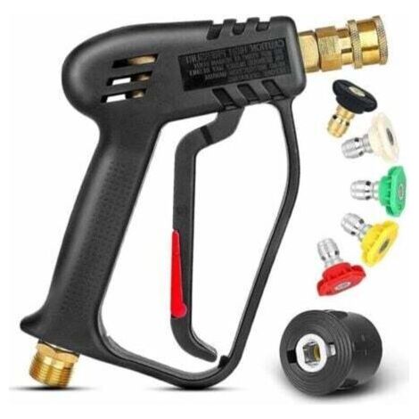 Pistolet de lavage haute pression 4000 PSI - Ensemble complet avec 5 buses interchangeables et connecteur rapide M22 (1/4)