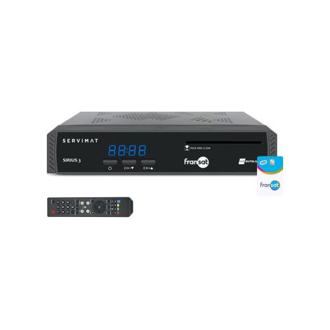 SERVIMAT SIRIUS 3 Récepteur TV Satellite HD + Carte Fransat PC7 Eutelsat 5W