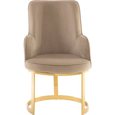 Interiors by Premier Beige Velvet Dining Chair, Easy to Care Office Chair, Adjustable Indoor Velvet Dining chair (1/5)