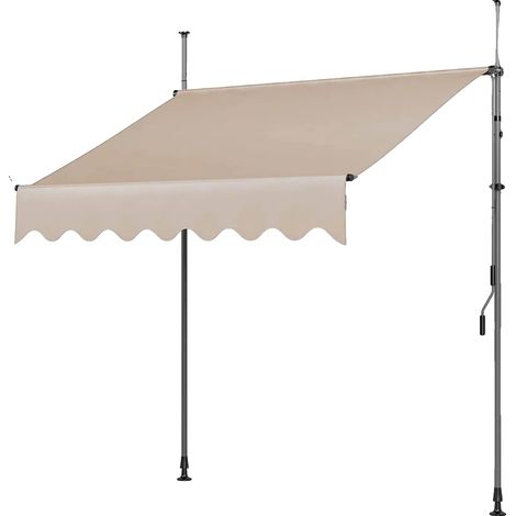 Store rétractable, hauteur réglable, résistant aux UV et à l'eau, Kaki 300x120 cm (1/2)