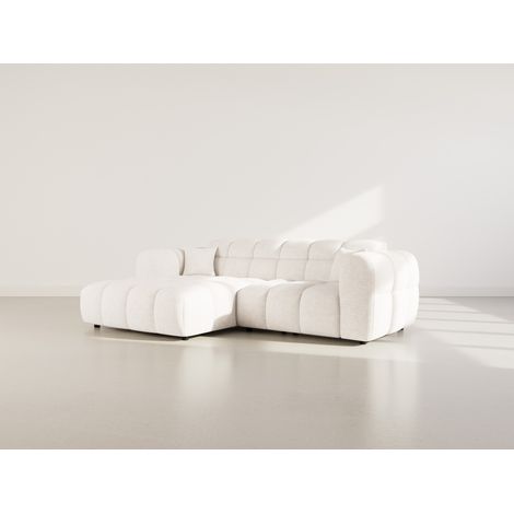 Lisa Design – Canapé d'angle gauche 4 places en tissu texturé 100% polyester – Méridienne spacieuse – Confort mousse haute densité 30kg/m3 – Style contemporain