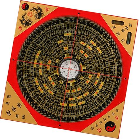 Bussola Feng Shui in stile cinese, bussola da tavolo in legno retrò, decorazione per la casa Luopan, strumento per attirare la fortuna adatto per B (1/5)