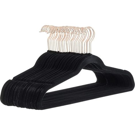 Black, pink, and gold flocked hanger with hook, 4521cm30cm, non-slip, wet and dry, plastic, for hanging clothes, household, seamless, clothes drying rack (1/4)