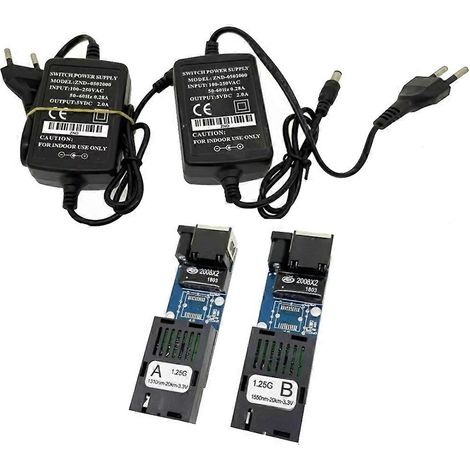 Convertisseur de média fibre optique mini Gigabit 100/1000 Mbps, émetteur-récepteur optique SC vers RJ45, commutateur Ethernet, portée de 20 km, prise UE (1/5)