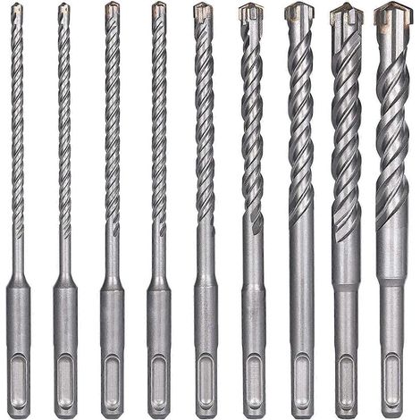 Betonbohrer, 9 Stück (5 mm 16 x 160 mm), SDS-Plus-Elektrohammerbohrer für Schlagbohrmaschinen, Kreuzbohrer für Ziegel, Stein, Natur (1/4)