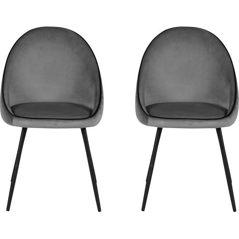 Lot de 2 chaises 52x52x82 cm en tissu velours gris - ABAYA