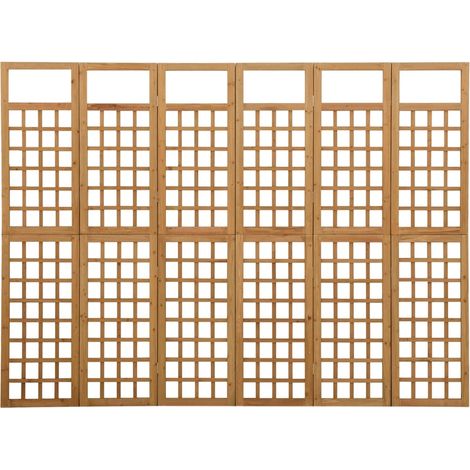 Les Tendances – Cloison de séparation paravent 6 panneaux en bois de sapin massif 242,5x180 cm – Design pliable pour espaces intérieurs et extérieurs (1/5)