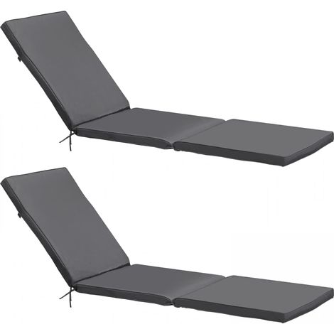 Lot de 2 coussins bain de soleil polyester gris 186 x 53 x 5 cm