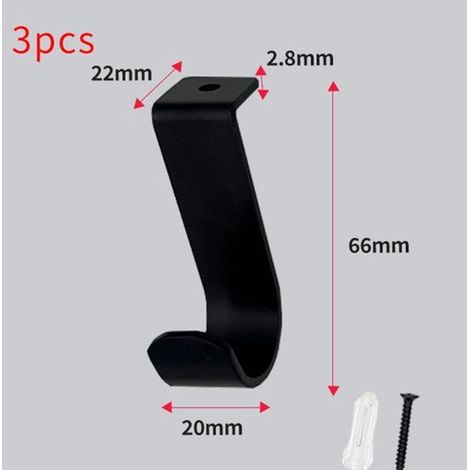 Juego de 3 soportes de techo para barras de cortina，soportes metálicos para barras individuales de 5/8 a 1 pulgada，color negro