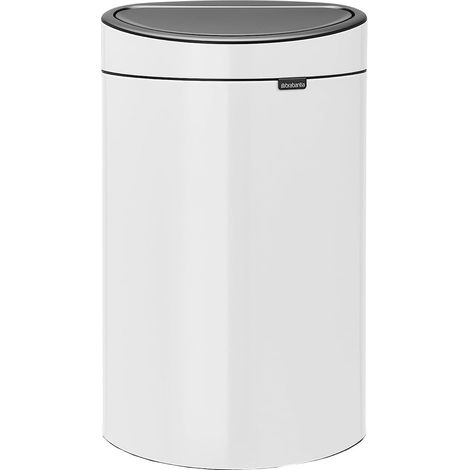 Touch Bin Poubelle unie Acier Inoxydable/Plastique Blanc 30,2 x 43,5 x 76,5 cm 40 L (1/5)