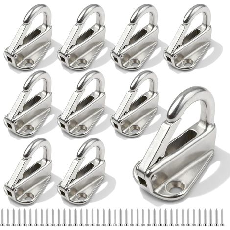 10 pièces Crochets pour Bâche en INOX à 2 Trous avec 20 Vis, Crochets de Garde-Boue Filet pour Remorque, Filets de Cargo, Bateaux, Accessoires Fixation Fût (1/5)