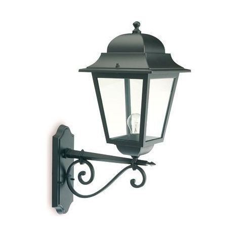 Applique Grande In Alto Esterno Contemp. Mito Alluminio E Vetro Nero 1 Luce E27 (1/3)