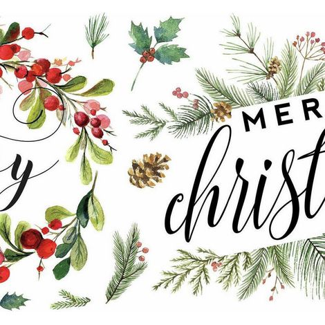 Stickers -joyeux noël- et couronne de houx (1/5)