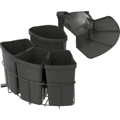 Vauth-Sagel VS ENVI Center Einbaumülleimer, Abfallsammler ausschwenkbar, 4-fach 1x 12 Liter, 3x 9 Liter Behälter für Korpusbreite 500mm (1/5)
