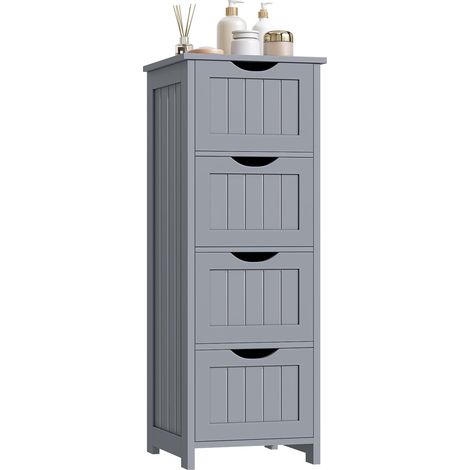 WOLTU Mobiletto Bagno Colonna Bagno Cassettiera Bagno salvaspazio Grigio chiaro, 30x82x30 cm