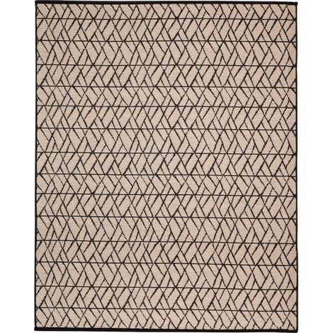 Tapis d'Extérieur et Intérieur à Motifs Géométriques avec Franges Naturel 120 x 170 cm - PANGIVO (1/3)