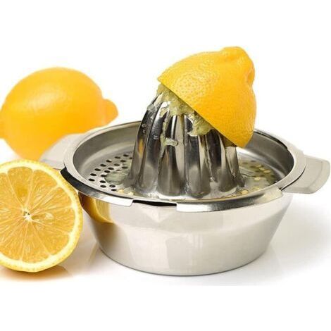 Stainless Steel Lemon Squeezer, Citrus Squeezer with Container for Oranges, Lemons, Fruits, Homemade Juice in the Kitchen (1/4)