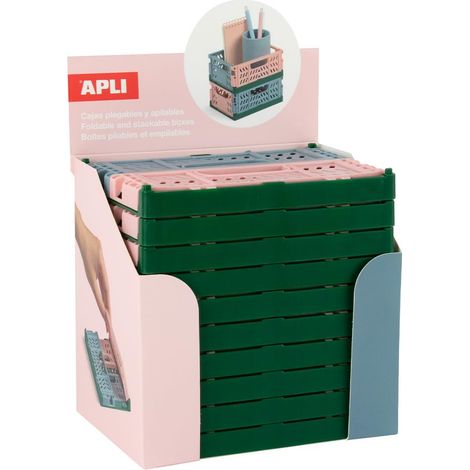 caisses Pliables et empilables - Rangement et décoration Maison, Bureau - Système Click, Tricolore à Base Kaki - 140x105 mm (1/5)