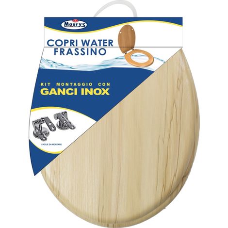 MAURY'S COPRI WATER WC FRASSINO KIT DI MONTAGGIO CON GANCI INOX EXTRA RESISTENTE (1/5)