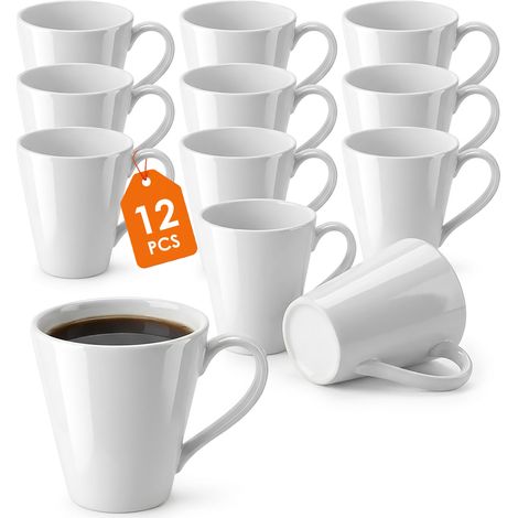 Porzellan Kaffeetasse weiß mit Henkel 200 ml konisch - 12er Set