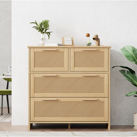 Kommode mit 4 Schubladen und Griffen aus Massivholz, für Schlafzimmer oder Wohnzimmer, 80 x38 x80 cm (1/5)