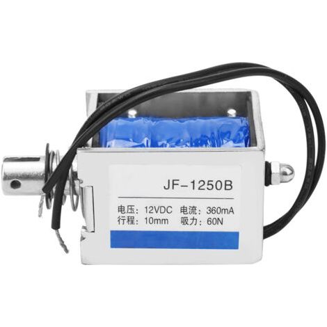 Gleichstrom-Elektromagnet JF-1250B (Druck-/Zugbetrieb), 12 V DC, 10 mm Hub, 60 N Kraft (1/5)