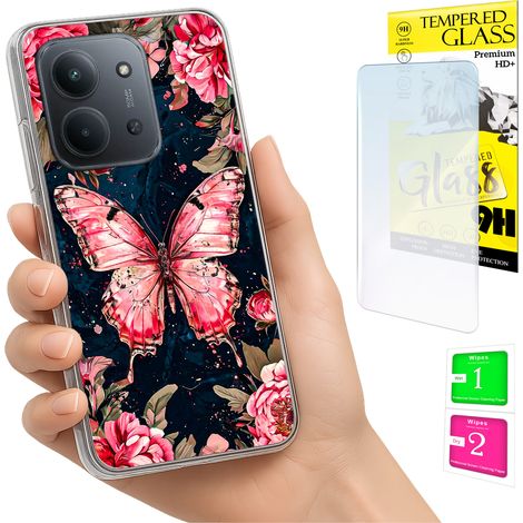 Custodia per Xiaomi Redmi 15C 5G 173mm / Custodia per Poco C85 con retro a farfalla e vetro 9H (1/5)