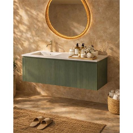 Exagonshop Mobile bagno cannettato 120X46 Pisa verde lavabo