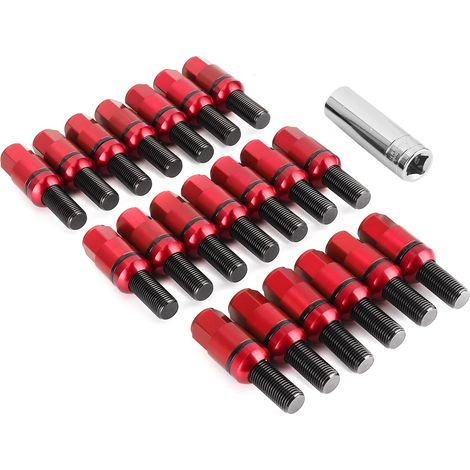 20 boulons de roue M14x1,5 mm en alliage d'aluminium renforcé, compatibles avec 718 Boxster (982)/911 Carrera (rouge). (1/5)