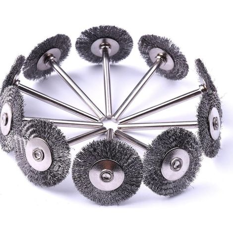 Lot de 20 brosses en acier, 25 mm, couleur argent, pour outils rotatifs (1/5)