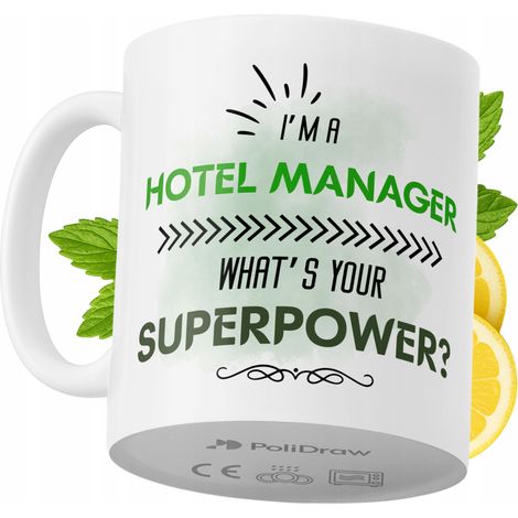 Lustige Kaffeetasse mit witzigem Textdesign für Hotelmanager – ideal für Geburtstage, Namenstage und Feiertage. Hochwertige Tasse für besondere Anlässe im Büro oder Homeoffice. Farbe: Weiß, 330 ml.