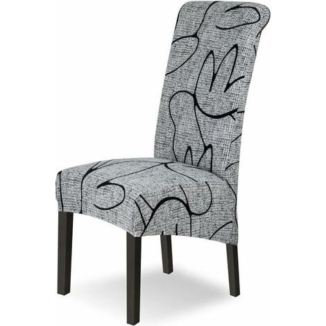 Housse de chaise extensible 4 pièces – Tissu polyester et spandex – Hauteur 55-68 cm – Longueur 44-52 cm – Lavable en machine (1/5)