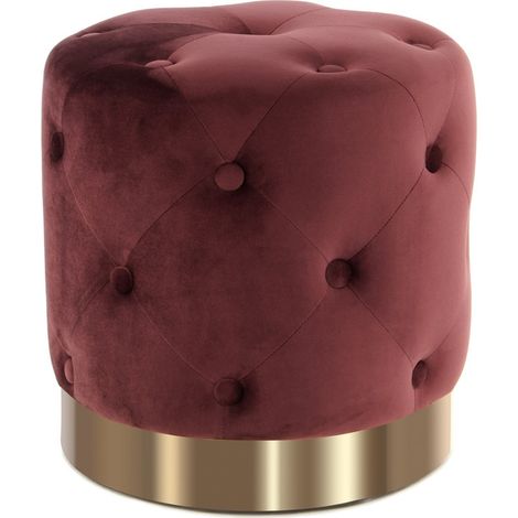 Pouf contenitore Piano in velluto bordeaux e oro (1/3)