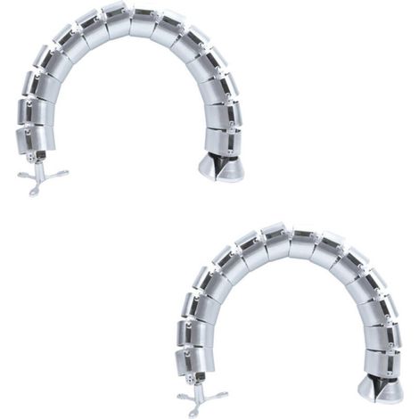 Kabelmanagement-Set, flexibler und verstellbarer Kabelorganizer für den Schreibtisch, silber, 2 Stück (rund, 76 cm) (1/5)