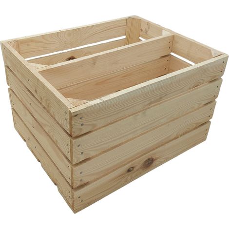 Deko-Holzkiste natur geflammt Obstkiste Weinkiste Beistelltisch Schuhregal Deko - natur - geteilt, 50 x 41 x 31.5 cm