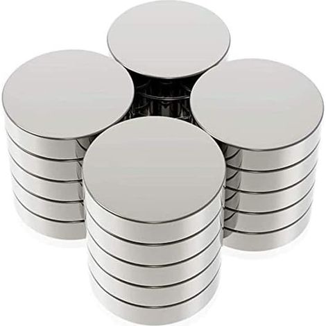 Aimants en néodyme, lot de 20 ultra-puissants pour réfrigérateur, petits aimants ronds de 20 x 3 mm. (1/5)