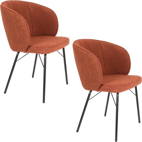 Chaise design, Chaises JOA en tissu bouclé - lot de 2 Rouge en Fabric, BOITE A DESIGN (1/5)