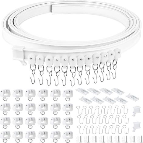 Flexible Ceiling Curtain Rail with 24 Metal Hooks (1/5)