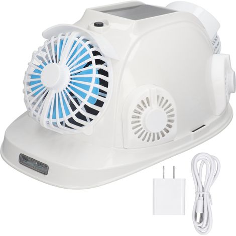 Casque de sécurité solaire 6 ventilateurs Bluetooth intelligent refroidissement réponse téléphone chantier coque dure prise US 100-240V (1/5)