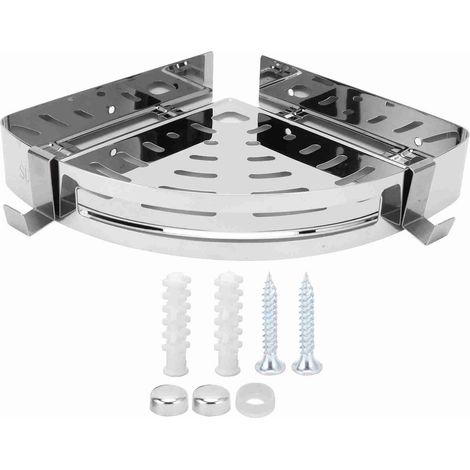 Étagère d'angle en acier inoxydable 304, organisateur de douche mural 27.5cm avec 2 crochets, pour salle de bain, toilettes et cuisine (1/5)