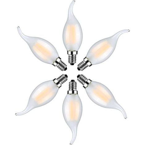 YMYNY 6er Set LED Flammenbirnen E14, 4W, Warmweiß, 2700K, Filament-Kerzenbirnen für Kronleuchter, Milchglas (1/4)