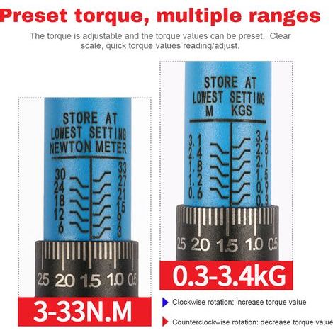 Clé dynamométrique réglable 1/4" (3-33 N.m) - Outil à main pour la réparation de vélos, motos et voitures (1/4)