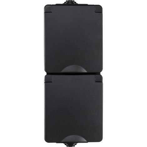 ION Industries Prise murale Noir Hxl6.5xL15cm