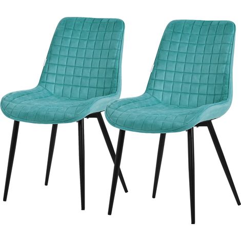 ML-Design Esszimmerstühle 2er Set, Petrol, Sitzfläche aus Samt mit schwarzen Metallbeinen, Küchenstühle mit Rückenlehne, Wohnzimmerstühle, Polsterstühle für Esszimmer Küche Büro, Gepolsterte Sessel