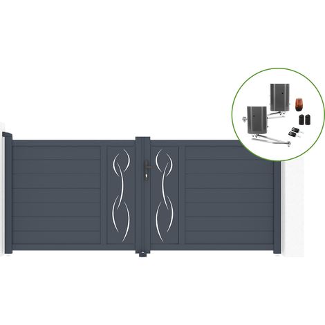 Portail battant 3m LIFE H.120cm alu + motorisation BUNKER B500 (1/5)