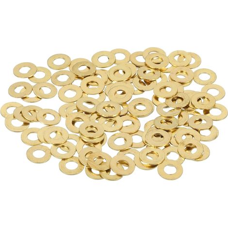 110Pcs Rondelle Métal Plate Laiton, Kit Rondelles Cuivre M3 Pour Joint D'étanchéité, 3mm Alésage, 7mm OD, 0.5mm Épaisseur Pour Boulons Vis Réparation Mécanique, Construction (1/5)