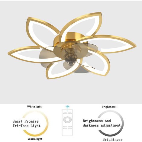 6 Head Gold Ceiling Fan Light 220V Variable Frequency APP Remote Flush Mount Box Magnetic English Manual For Bedroom Dining Room (1/5)