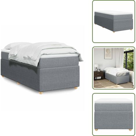 Cama de muelles ensacados con funda - vidaXL Cama box spring con colchón tela gris claro 90x190 cm - Cama de muelles ensacados para dormir