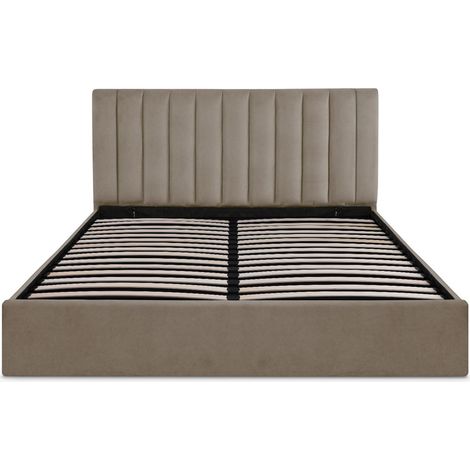 Lit Coffre Songe + Sommier Velours Taupe 180cm