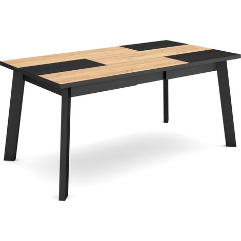 Skraut Home - Mesa Comedor, Mesa Fija Cocina y Salón, 170, Para 8 Comensales, Patas de madera, Estilo Moderno, Roble y negro (1/5)